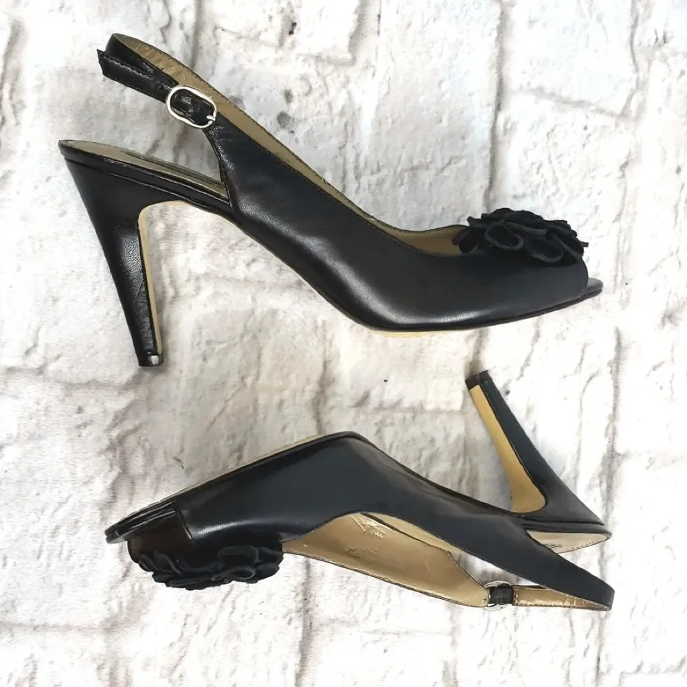 Bandilino women's Black Slingback Peeptoe Heels
